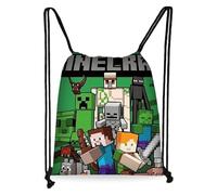 Nhemeylp Game Theme Drawstring Bags, Waterproof Swim PE Bag for Boys & Girls, Personalised Large Sports String Backpack for School Travel Swimming Holidays Climbing Hiking, Mincraft (B)
