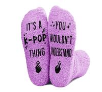 Nhemeylp Kpop Gifts for K-POP Lovers, It's A K-POP Thing Fluffy Socks for Women Men Non-Slip Cozy Novelty Socks for Birthday, Christmas New Year (Purple)