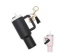 Nhemeylp Mini Tumbler Keychain Accessories for Stanley Cup, Cute Stanley Charms with Tassel Pendant, Fashion Tumbler Keychain for Women Girls Handbag Backpack Purse (Purple) (Black)