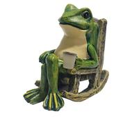 Nhemeylp Solar Garden Statues Frog Garden Ornaments Outdoor, LED Solar Animal Statue for Balcony Patio Yard Lawn, Funny Housewarming Birthday Party Gifts for Family Friends