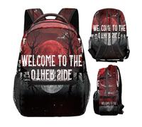 Nhemeylp Stranger Kids Backpack for School, Waterproof Backpack for Boys with Welcome to the Other Side Print, Lightweight Oxford Rucksack Daypack for School Travel Commuting Hiking (40 x 30 x 17cm)
