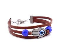 Nhemeylp The Last Us Dina Bracelet, Brown Vintage Three-Row Bracelet for Cosplay Accessories, Adjustable Leather Bracelets for women Girlfriend Fans, Multi-Layer Rope Blue Eyes Wristband