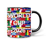 Nhemeylp World Cup Football 2026 Mug Coffee Mug, 11OZ Ceramic Football Mugs with Flags Pattern, Funny Football Gifts for World Fan Merchandise for Living Room Office Decorations