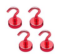 NHESWA Door Hooks for Hanging Coat,4 Pack Pink Strong Magnetic, Hook Suitable for Home Kitchen Office and Workplace, Diameter 12-32mm(Red,KNE25)