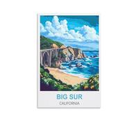 NHGEQAA Big Sur California Vintage Travel Poster 20x30inch(50x75cm) Canvas Wall Art Print Picture