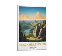 NHGEQAA Black Hills South Dakota Vintage Travel Poster 16x24inch(40x60cm) Canvas Wall Art Print Picture
