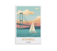 NHGEQAA Istanbul Turkey Vintage Travel Poster 24x36inch(60x90cm) Canvas Wall Art Print Picture