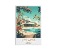 NHGEQAA Key West Florida Vintage Travel Poster 12x18inch(30x45cm) Canvas Wall Art Print Picture