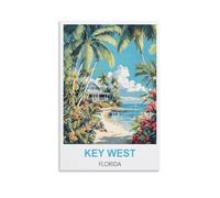 NHGEQAA Key West Florida Vintage Travel Posters 08x12inch(20x30cm) Canvas Wall Art Print Picture