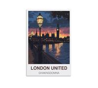 NHGEQAA London United Kingdom Vintage Travel Poster 20x30inch(50x75cm) Canvas Wall Art Print Picture