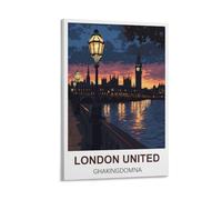 NHGEQAA London United Kingdom Vintage Travel Poster 20x30inch(50x75cm) Canvas Wall Art Print Picture