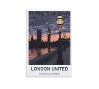 NHGEQAA London United Kingdom Vintage Travel Posters 08x12inch(20x30cm) Canvas Wall Art Print Picture