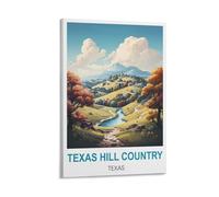 NHGEQAA Texas Hill Country Texas Vintage Travel Posters 24x36inch(60x90cm) Canvas Wall Art Print Picture