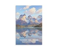 NHGEQAA Torres Del Paine National Park Vintage Travel Poster 24x36inch(60x90cm) Canvas Wall Art Print Picture