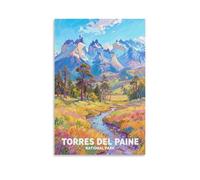 NHGEQAA Torres Del Paine National Park Vintage Travel Posters 08x12inch(20x30cm) Canvas Wall Art Print Picture