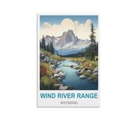 NHGEQAA Wind River Range Wyoming Vintage Travel Posters 24x36inch(60x90cm) Canvas Wall Art Print Picture