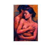NHGFSE Intimate Embrace Couple Romantic Expressionist Canvas Poster for Bedroom Decor Gift