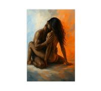 NHGFSE Intimate Embrace Couple Romantic Nude Lovers Sensu Canvas Poster for Office Decor Gift