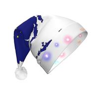NHGJnk Alaska State Flag Map Print Adult Plush Led Christmas Hat, Lighted Santa Cap With Soft Trim For Christmas Celebration