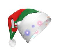 NHGJnk Algeria Flag Map Print Adult Plush Led Christmas Hat, Lighted Santa Cap With Soft Trim For Christmas Celebration