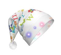 NHGJnk Animal Alphabet Print Adult Plush Led Christmas Hat, Lighted Santa Cap With Soft Trim For Christmas Celebration