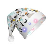 NHGJnk Cute Cartoon Animal Alphabet Print Adult Plush Led Christmas Hat, Lighted Santa Cap With Soft Trim For Christmas Celebration