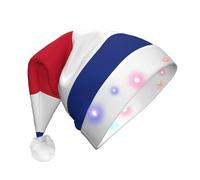 NHGJnk Flag Of Costa Rica Print Adult Plush Led Christmas Hat, Lighted Santa Cap With Soft Trim For Christmas Celebration
