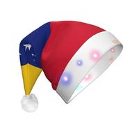 NHGJnk Flag Of Venezuela Print Adult Plush Led Christmas Hat, Lighted Santa Cap With Soft Trim For Christmas Celebration