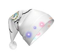 NHGJnk Mexico Flag Map Print Adult Plush Led Christmas Hat, Lighted Santa Cap With Soft Trim For Christmas Celebration