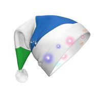NHGJnk Sierra Leone Flag Map Print Adult Plush Led Christmas Hat, Lighted Santa Cap With Soft Trim For Christmas Celebration