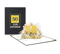 Nhgkju 3D Pop Up Card Ruby Wedding Gift 50th Wedding Anniversary Card with Envelope & Blank Card, Elegant Design for Parents, Grandparents & Couples as a Special Anniversary Gift (50)