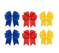 Nhgkju 6 Inch Ribbon Hair Bows for Women - Double Layer Fish Tail Bow Clips, Red/Yellow/Blue Hair Accessories, Lightweight Polyester, 11.5g, Country Style Bows for Women