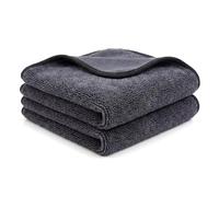 Nhgkju Set of 2 Ultra Absorbent Microfibre Cloths - Ultra Wipes Drying Cloth, Double-Sided Cleaning & Drying Cloth for Car, Bathroom & Home (60 x 40 cm) (2, Grey, 60 x 40 cm)