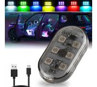 NHHEO Car LED Interior Lights, 7 Colors-2 Modes Wireless Touch Footwell light, USB Rechargeable Mobile Ambient Lighting Reading Lamp, Portable Car Illumination Accessories(RGB)