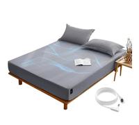 NHIDKU Grounding Fitted Sheet Silver Fiber Grounded Sheet Queen Size Sheets for Bed Cotton Earth Sheet with Cord (60"*80"*14",Queen,Grey)