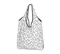 NHJSDLLMNZ Shopping bags foldable Grey White Leopard Print,Shopping Bags Reusable Grocery Bags Foldable Tote Bags Large Capacity Carry Bag