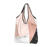 NHJSDLLMNZ Shopping bags foldable Rose Gold Glitter Black White Marble Geometric,Shopping Bags Reusable Grocery Bags Foldable Tote Bags Large Capacity Carry Bag
