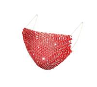 nhju Face Covering with Bling Sequin Glitter Face Decoration Washable Reusable Face Protection Half Face Bandana Balaclavas Breathable MouthProtectiveCover (Red)