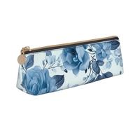 NHKDY Blue Flower Flower Pattern Roses Pencil Case Triangular Pen Case Durable Pen Organizer for School Office Cosmetic