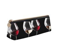 NHKDY Red Wine Glasses Pencil Case Durable Pen Organizer with Zipper Pen Case for School Travel Cosmetic