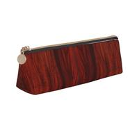 NHKDY Red Wood Pencil Pouch Triangular Pen Box Durable Pen Case for Travel Students Office
