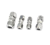 NHKSFBLQ Fit Tube O/D 3-25mm 1/8" 1/4" 3/8" 1/2" 304 Stainless Equal Straight Ferrule Pneumatic Air Compression Fitting 1pc(1")