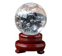 NHKSFBLQ Melting Clear Quartz Crystal Sphere|White Crystal Ball with Stand |Polished Crystal Sphere| FengShui Decoration Ornaments|Home Decor Gift,6cm/2.4in