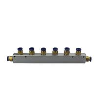 NHKSFBLQ With 8mm Push In Couplers 20x25mm 1/4" 2-12 Way sAluminium Alloy Distributor Manifold Splitter Block Pneumatic Air Fitting(6 Ways 8 Ports)
