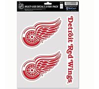 NHL Detroit Red Wings Decal Multi Use Fan 3 Pack, Team Colors, One Size