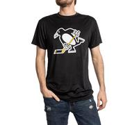 NHL Mens Alternate Team Logo Moisture Wicking Performance Rashguard Short Sleeve T-Shirt, Pittsburgh Penguins, Medium