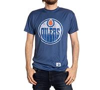 NHL Mens Loose Fit Performance Rashguard Wicking Short Sleeve Shirt, Edmonton Oilers, L