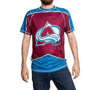 NHL Mens Performance Quick Dry Moisture Wicking Rash Guard Short Sleeve Shirt, Colorado Avalanche, Medium