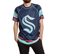 NHL Mens Performance Quick Dry Moisture Wicking Rash Guard Short Sleeve Shirt, Seattle Kraken, Medium