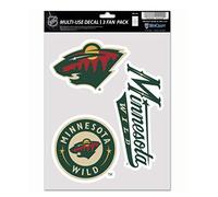 NHL Minnesota Wild Decal Multi Use Fan 3 Pack, Team Colors, One Size